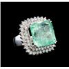 Image 1 : 23.37 ctw Emerald and Diamond Ring - 14KT White Gold