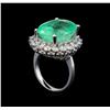Image 4 : GIA Cert 16.24 ctw Emerald and Diamond Ring - 14KT White Gold