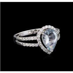 1.47 ctw Aquamarine and Diamond Ring - 14KT White Gold