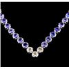 Image 2 : 14KT White Gold 16.08 ctw Tanzanite and Diamond Necklace