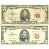 Image 1 : 1963 $5 VG/XF Red Seal Note Lot of 2