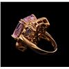Image 3 : 14KT Rose Gold GIA Certified 25.19 ctw Kunzite and Diamond Ring
