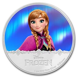 2016 $2 Disney Frozen Anna .999 Fine Silver Proof Coin