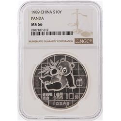 1989 10 Yuan Panda Silver Coin NGC Graded MS66