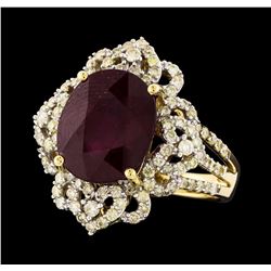14KT Yellow Gold 6.84ctw Ruby and Diamond Ring