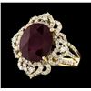 Image 1 : 14KT Yellow Gold 6.84ctw Ruby and Diamond Ring