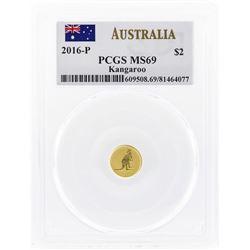 2016-P $2 Australia Kangaroo Gold Coin PCGS MS69