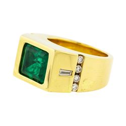 18KT Yellow Gold 6.82ct Emerald and Diamond Ring