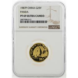 1987P China 25 Yuan Panda Gold Coin NGC PF69 Ultra Cameo