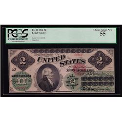 1862 $2 Legal Tender Note PCGS AU55