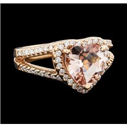 14KT Rose Gold 2.10ct Morganite and Diamond Ring