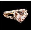 Image 1 : 14KT Rose Gold 2.10ct Morganite and Diamond Ring