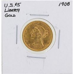 1908 $5 Liberty Head Half Eagle Gold Coin