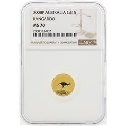 2008P $15 Australia Kangaroo Gold Coin NGC MS70