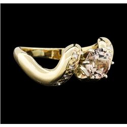 14K Yellow Gold 0.80ct Morganite and Diamond Ring