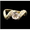 Image 2 : 14K Yellow Gold 0.80ct Morganite and Diamond Ring