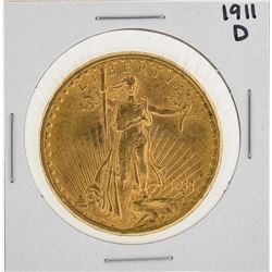 1911-D $20 St. Gaudens Double Eagle Gold Coin