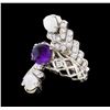 Image 1 : 14KT White Gold 4.36ct Amethyst and Diamond Ring