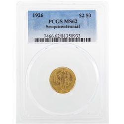 1926 $2 1/2 Sesquicentennial Gold Coin PCGS MS62