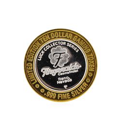 .999 Silver Fitzgeralds Casino & Hotel Reno, Nevada $10 Gaming Token Limited Edi
