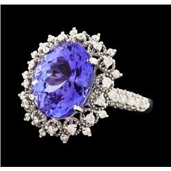 14KT White Gold 6.13ct Tanzanite and Diamond Ring