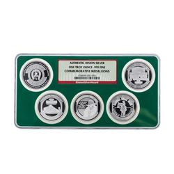 Set of (5) Authentic Binion .999 Fine Silver Commemorative Medallions