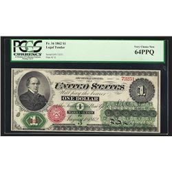 1862 $1 Legal Tender Note Very Choice New 64PPQ