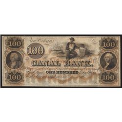 1800's $100 Canal Bank of New Orleans Obsolete Bank Note