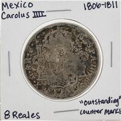 1806-1811 Mexico 8 Reales Silver Coin with Counter Marks