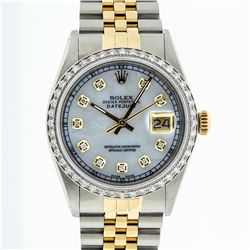 Rolex Mens Two Tone 14KT Yellow Gold 1.00ctw Diamond Datejust Wristwatch
