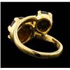 Image 3 : 18KT Yellow Gold 5.48ctw Tigers Eye Cabochon and Black Coral Ring