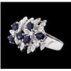 Image 1 : 14KT White Gold 1.80ctw Blue Sapphire and Diamond Ring