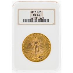 1927 $20 St. Gaudens Double Eagle Gold Coin NGC MS63