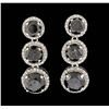 Image 1 : 14KT White Gold 11.88ctw Black Diamond Earrings