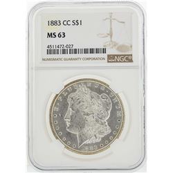 1883-CC $1 Morgan Silver Dollar Coin NGC MS63