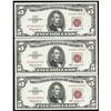 Image 1 : Lot of (3) 1963 $5 Red Seal Legal Tender Notes