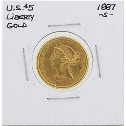1887-S $5 Liberty Head Half Eagle Gold Coin