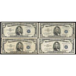 Lot of (4) 1953A $5 Silver Certificate Notes