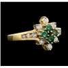Image 1 : 14KT Yellow Gold 0.30ctw Emerald and Diamond Ring