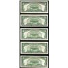 Image 2 : Lot of (5) 1934D $5 Silver Certificate Notes
