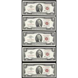 Lot of (5) 1963A $2 Legal Tender Notes