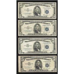 Lot of (4) 1953B $5 Silver Certificate Notes