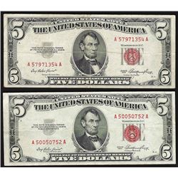 Lot of (2) 1953 $5 Legal Tender Notes