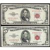 Image 1 : Lot of (2) 1953 $5 Legal Tender Notes