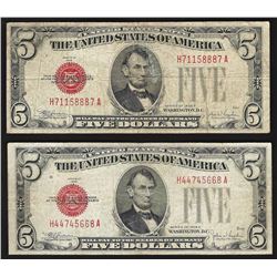 Lot of (2) 1928E $5 Legal Tender Notes