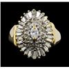 Image 2 : 10KT Yellow Gold 1.10ctw Diamond Cluster Ring