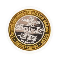 .999 Silver Silver Legacy Reno, NV $10 Casino Limited Edition Gaming Token