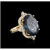 Image 1 : 14KT Yellow Gold 17.39ct Topaz and Diamond Ring