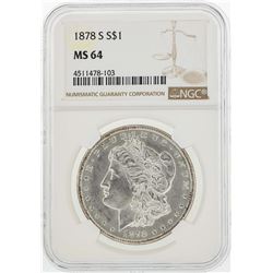 1878-S $1 Morgan Silver Dollar Coin NGC MS64