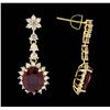 Image 2 : 14KT Yellow Gold 6.73ctw Ruby and Diamond Earrings